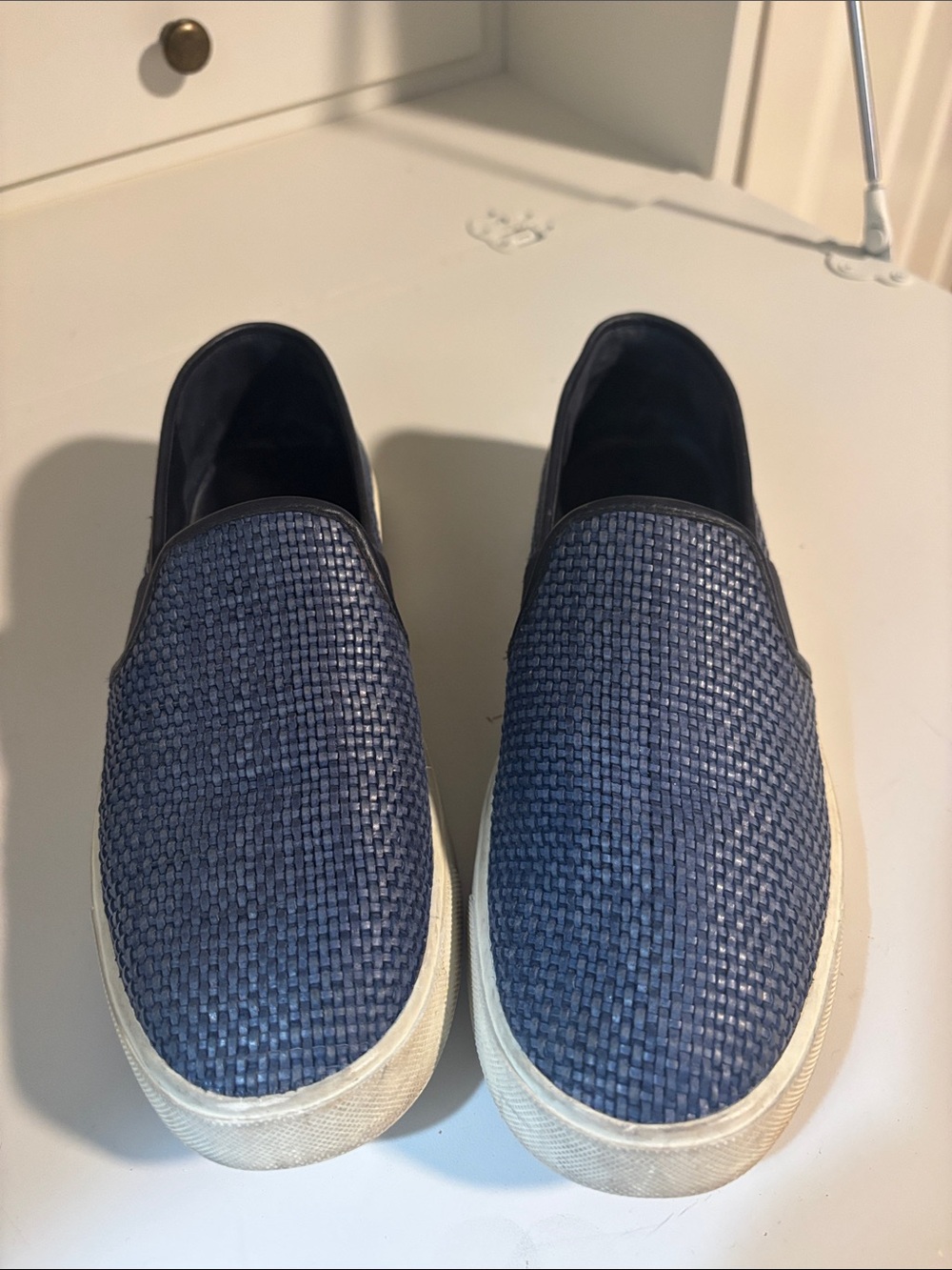 Vince Navy Woven Slip-On Sneakers Sz 6